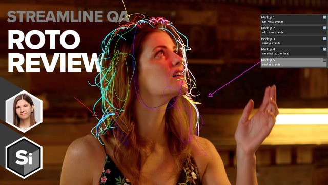 Silhouette roto review: hair splines with supervisor markup notes like add more strands and missing strands